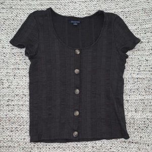 AEO Turtle Button-Up Black Top